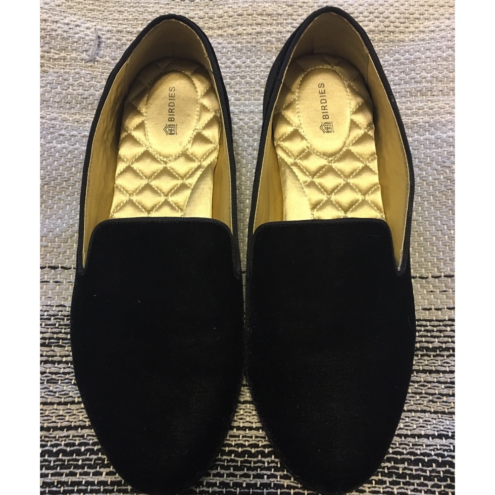 Birdies ‘The Starling’ Black Vegan Velvet Flats